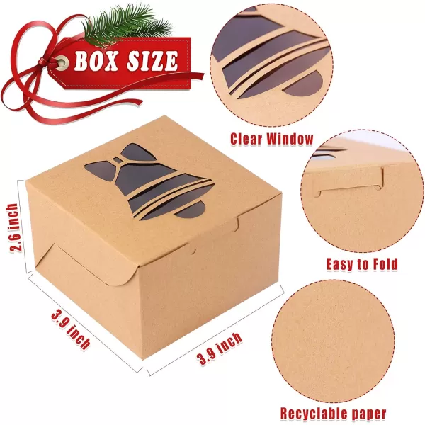 imageOurWarm 24 PCS Christmas Cookie Boxes for Gift Giving Small Cookie Tins Pretty Holiday Treat Boxes with Window Kraft Paper Xmas Bakery Boxes for Candy Cupcakes Pastries 4quot x 4quot x 25quot