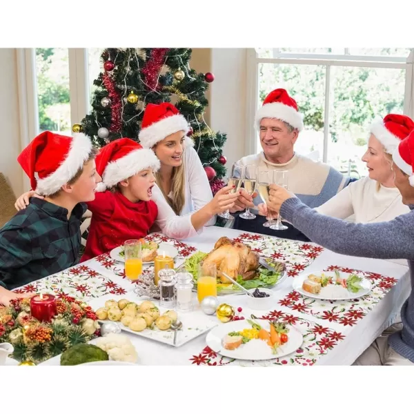 imageOurWarm 6pcs Embroidered Christmas Placemats Red Poinsettia Placemats with Holly for Christmas Holiday Decorations 11 x 17 Inch Christmas Table Mats