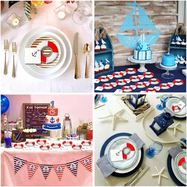 imagePartyTalk 50pcs Nautical Wedding Favors Lifesaver Bottle Opener with Anchor Tags and String Beach Wedding Gifts Nautical Baby Shower Birthday Party Decorations