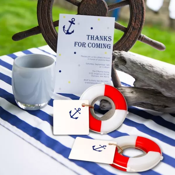 imagePartyTalk 50pcs Nautical Wedding Favors Lifesaver Bottle Opener with Anchor Tags and String Beach Wedding Gifts Nautical Baby Shower Birthday Party Decorations