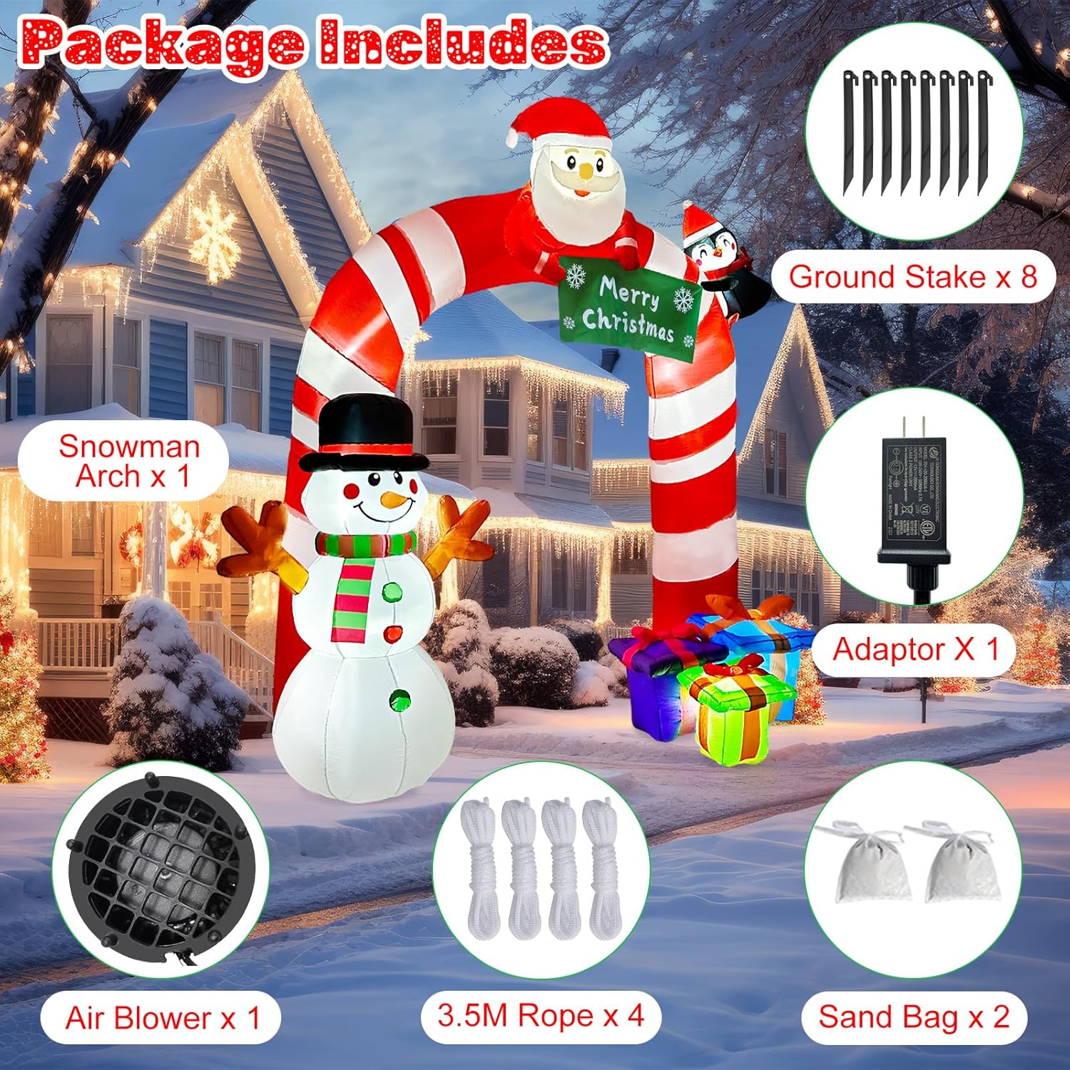 imageOurWarm 10FT Snowman Inflatable Christmas Decorations Outdoor Giant Christmas Yard Decorations Blow Ups Snowman Tipping His Hat Builtin Rotating Colored Lights Xmas Inflatable for Garden Patio LawnCandy Cane Arch