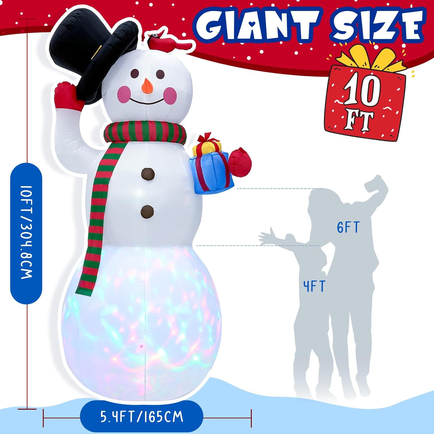 imageOurWarm 10FT Snowman Inflatable Christmas Decorations Outdoor Giant Christmas Yard Decorations Blow Ups Snowman Tipping His Hat Builtin Rotating Colored Lights Xmas Inflatable for Garden Patio Lawn10FT Snowman