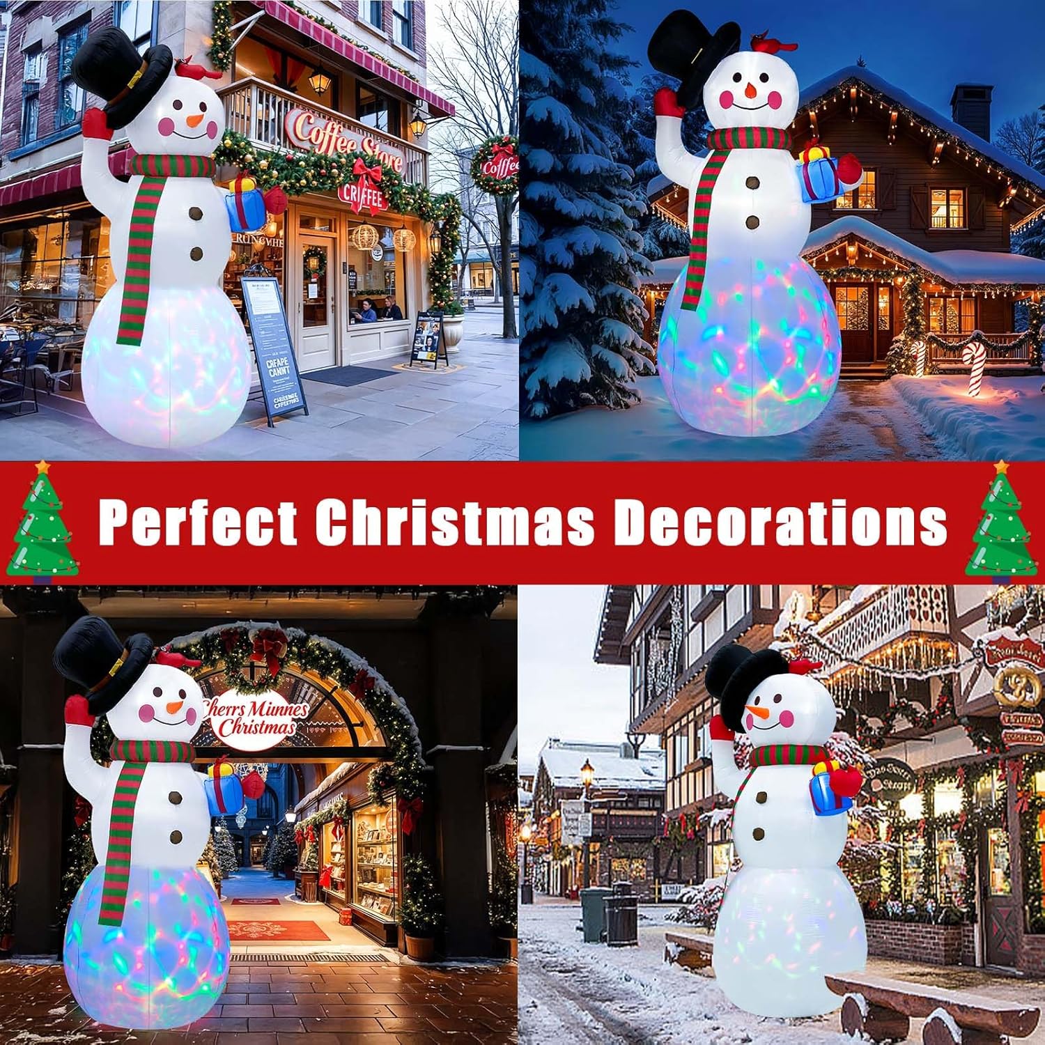 imageOurWarm 10FT Snowman Inflatable Christmas Decorations Outdoor Giant Christmas Yard Decorations Blow Ups Snowman Tipping His Hat Builtin Rotating Colored Lights Xmas Inflatable for Garden Patio Lawn10FT Snowman