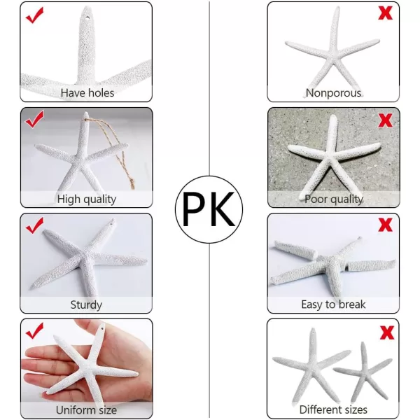 imageAytai 50pcs White Finger Starfish with Hemp Rope 4Inch Artificial Resin Pencil Starfish for Christmas Tree Hanging Ornaments DIY Craft Beach Wedding Christmas DecorationsWhite