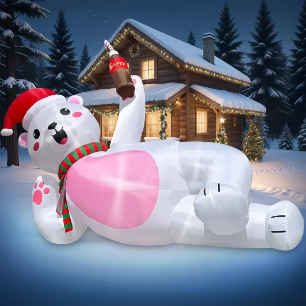 imageOurWarm 10FT Christmas Inflatables Lying Inflatable Polar Bear Christmas Decorations Cute Christmas Blow Ups Polar Bear Decor Builtin LED Lights for Yard Lawn Garden Outdoor Christmas Decor
