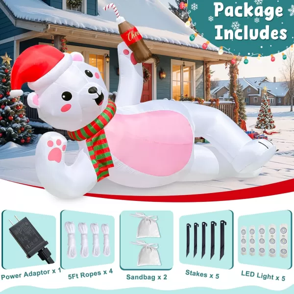 imageOurWarm 10FT Christmas Inflatables Lying Inflatable Polar Bear Christmas Decorations Cute Christmas Blow Ups Polar Bear Decor Builtin LED Lights for Yard Lawn Garden Outdoor Christmas Decor