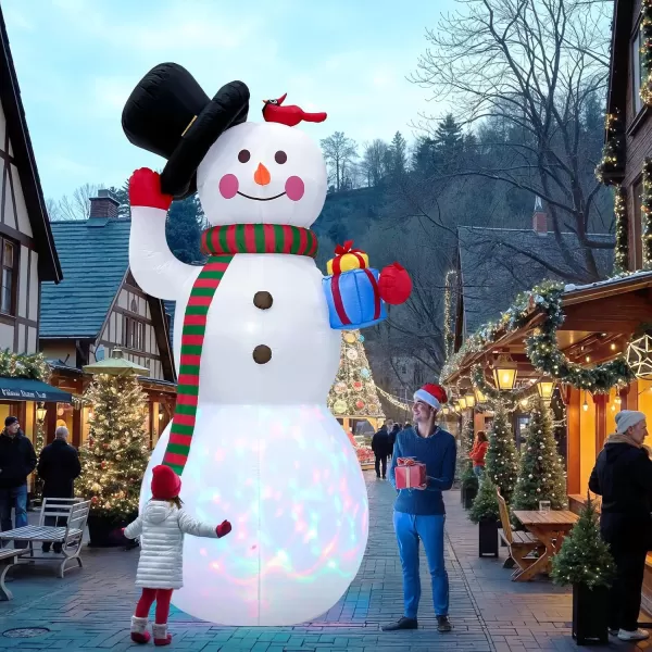imageOurWarm 10FT Snowman Inflatable Christmas Decorations Outdoor Giant Christmas Yard Decorations Blow Ups Snowman Tipping His Hat Builtin Rotating Colored Lights Xmas Inflatable for Garden Patio Lawn10FT Snowman