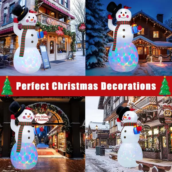 imageOurWarm 10FT Snowman Inflatable Christmas Decorations Outdoor Giant Christmas Yard Decorations Blow Ups Snowman Tipping His Hat Builtin Rotating Colored Lights Xmas Inflatable for Garden Patio Lawn10FT Snowman