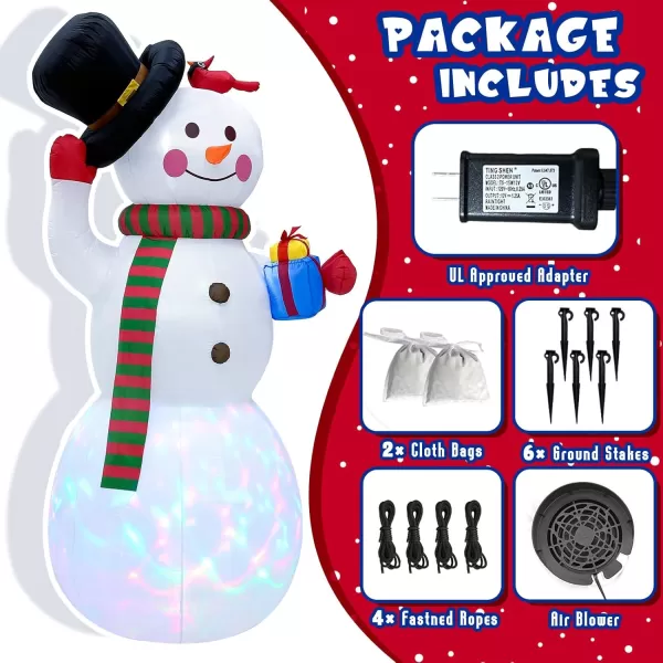 imageOurWarm 10FT Snowman Inflatable Christmas Decorations Outdoor Giant Christmas Yard Decorations Blow Ups Snowman Tipping His Hat Builtin Rotating Colored Lights Xmas Inflatable for Garden Patio Lawn10FT Snowman