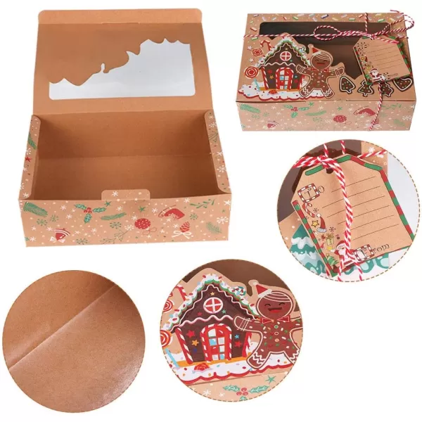 imageOurWarm 12 Pack Christmas Cookie Boxes with Window Large Holiday Food Bakery Treat Boxes for Gift Giving Pastry Candy Party Favors Christmas Kraft Gift Boxes with Ribbons and DIY Gift Tags