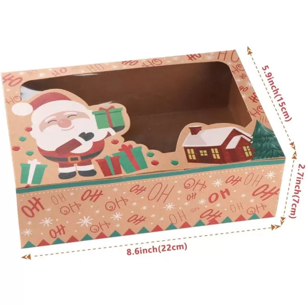 imageOurWarm 12 Pack Christmas Cookie Boxes with Window Large Holiday Food Bakery Treat Boxes for Gift Giving Pastry Candy Party Favors Christmas Kraft Gift Boxes with Ribbons and DIY Gift Tags