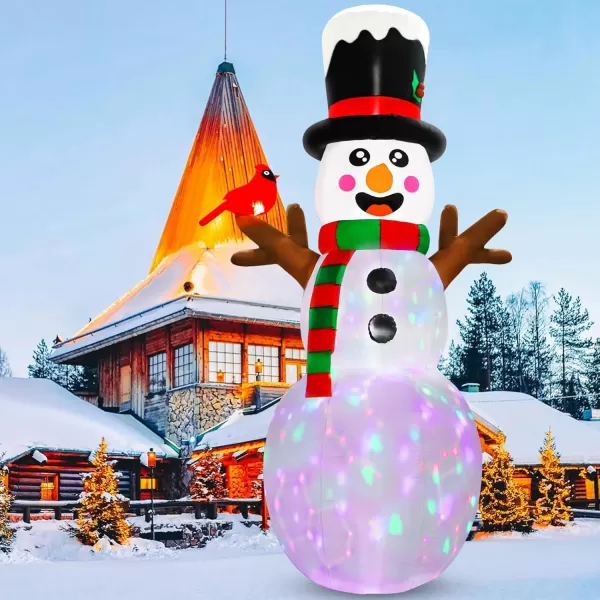 imageOurWarm 12FT Christmas Inflatable Snowman Christmas Decorations Giant Christmas inflatables Snowman Decor with Cardinal Christmas Blow Ups Builtin Rotating Color Lights for Outdoor Christmas Decor