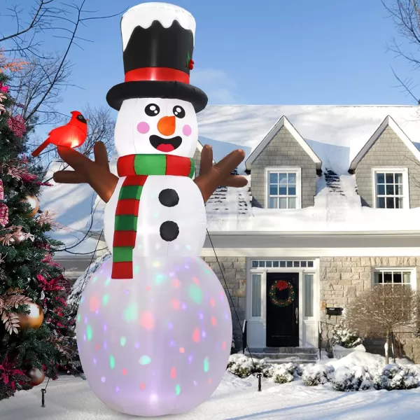imageOurWarm 12FT Christmas Inflatable Snowman Christmas Decorations Giant Christmas inflatables Snowman Decor with Cardinal Christmas Blow Ups Builtin Rotating Color Lights for Outdoor Christmas Decor