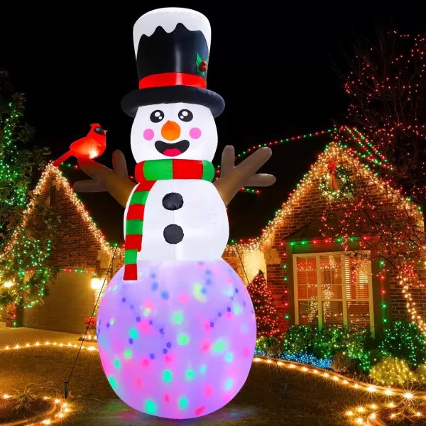 imageOurWarm 12FT Christmas Inflatable Snowman Christmas Decorations Giant Christmas inflatables Snowman Decor with Cardinal Christmas Blow Ups Builtin Rotating Color Lights for Outdoor Christmas Decor