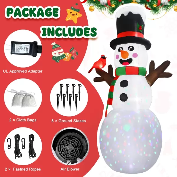 imageOurWarm 12FT Christmas Inflatable Snowman Christmas Decorations Giant Christmas inflatables Snowman Decor with Cardinal Christmas Blow Ups Builtin Rotating Color Lights for Outdoor Christmas Decor
