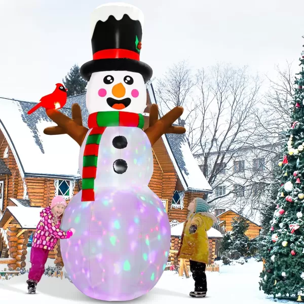 imageOurWarm 12FT Christmas Inflatable Snowman Christmas Decorations Giant Christmas inflatables Snowman Decor with Cardinal Christmas Blow Ups Builtin Rotating Color Lights for Outdoor Christmas Decor