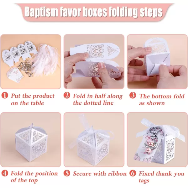 imageOurWarm 144Pcs Baby Shower Favors Including Cute Angel Keychains Favor Boxes and Thank You Cards for Baptism Favors Bridal Shower Favors Birthday Party Favors Wedding Favors for Guests Pink
