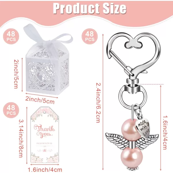 imageOurWarm 144Pcs Baby Shower Favors Including Cute Angel Keychains Favor Boxes and Thank You Cards for Baptism Favors Bridal Shower Favors Birthday Party Favors Wedding Favors for Guests Pink