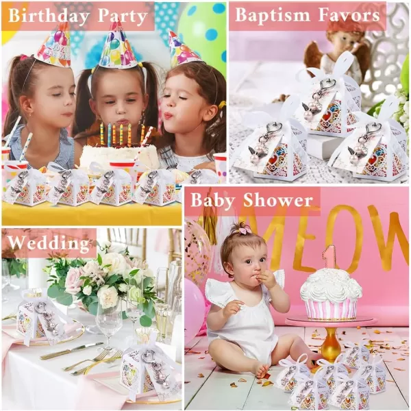 imageOurWarm 144Pcs Baby Shower Favors Including Cute Angel Keychains Favor Boxes and Thank You Cards for Baptism Favors Bridal Shower Favors Birthday Party Favors Wedding Favors for Guests Pink