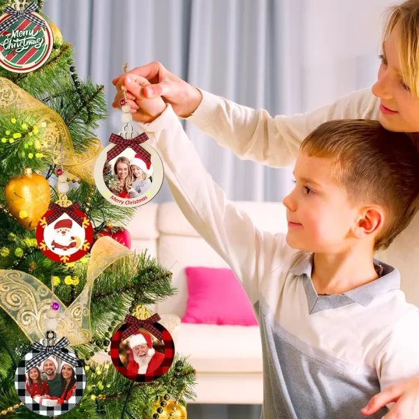 imageOurWarm 24Pcs Christmas Picture Frame Ornament DIY Wooden Photo Ornaments for Christmas Tree 2023 Unfinished Personalized Hanging Christmas Ornaments for Xmas Holiday Presents Tree Decorations