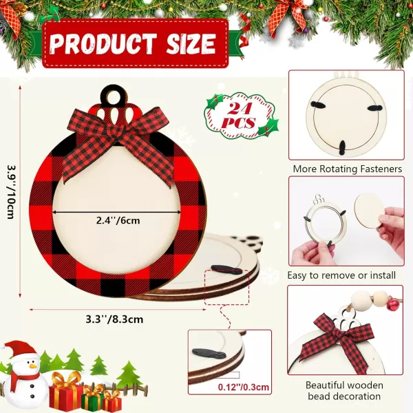 imageOurWarm 24Pcs Christmas Picture Frame Ornament DIY Wooden Photo Ornaments for Christmas Tree 2023 Unfinished Personalized Hanging Christmas Ornaments for Xmas Holiday Presents Tree Decorations