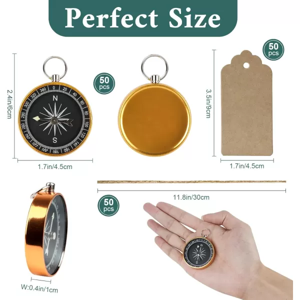 imageOurWarm 50pcs Compass Wedding Favors for Guests Compass Souvenir Gift with Kraft Tags for Travel Themed Party Decorations Nautical Christmas Ornaments
