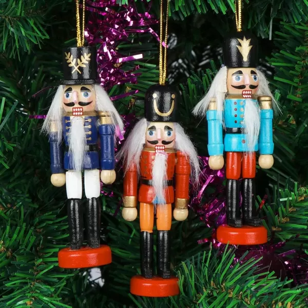 imageOurWarm 6Pcs Nutcracker Ornaments Wooden Nutcracker Figures Christmas Decorations for Xmas Tree Table Decor