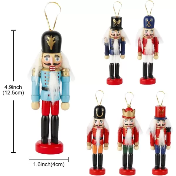 imageOurWarm 6Pcs Nutcracker Ornaments Wooden Nutcracker Figures Christmas Decorations for Xmas Tree Table Decor