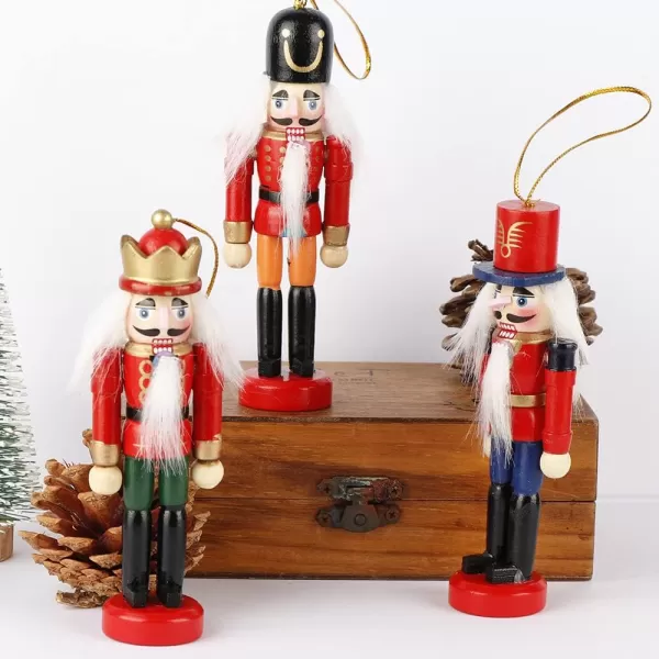 imageOurWarm 6Pcs Nutcracker Ornaments Wooden Nutcracker Figures Christmas Decorations for Xmas Tree Table Decor
