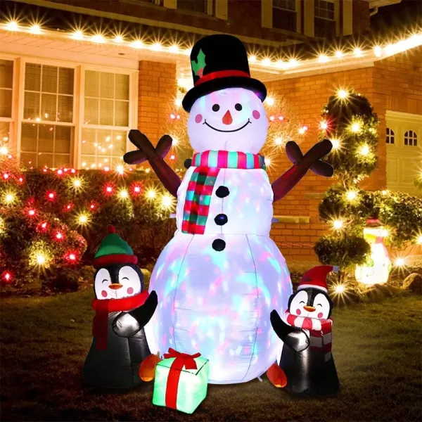 imageOurWarm 6ft Christmas Inflatables Christmas Decorations Outdoor Inflatable Snowman Penguin Blow Up Yard Decorations with Rotating LED Lights for Indoor Outdoor Christmas Decorations Yard Garden Decor