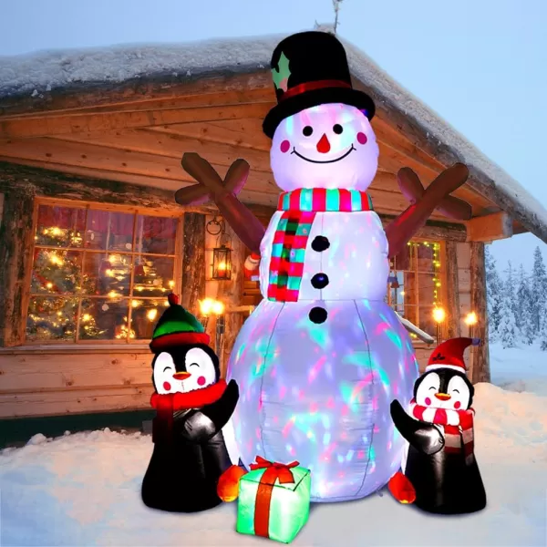 imageOurWarm 6ft Christmas Inflatables Christmas Decorations Outdoor Inflatable Snowman Penguin Blow Up Yard Decorations with Rotating LED Lights for Indoor Outdoor Christmas Decorations Yard Garden Decor