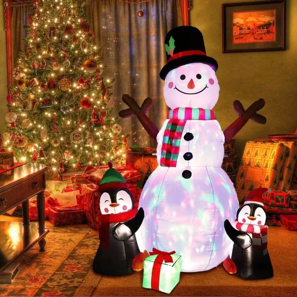 imageOurWarm 6ft Christmas Inflatables Christmas Decorations Outdoor Inflatable Snowman Penguin Blow Up Yard Decorations with Rotating LED Lights for Indoor Outdoor Christmas Decorations Yard Garden Decor