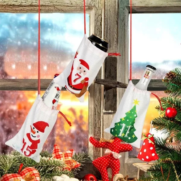 imageOurWarm Christmas Advent Calendar 2024 24 Days Burlap Hanging Advent Calendars Candy Gift Bags DIY Xmas Countdown Christmas Decorations for Kids Wall Home Office Holiday Decor