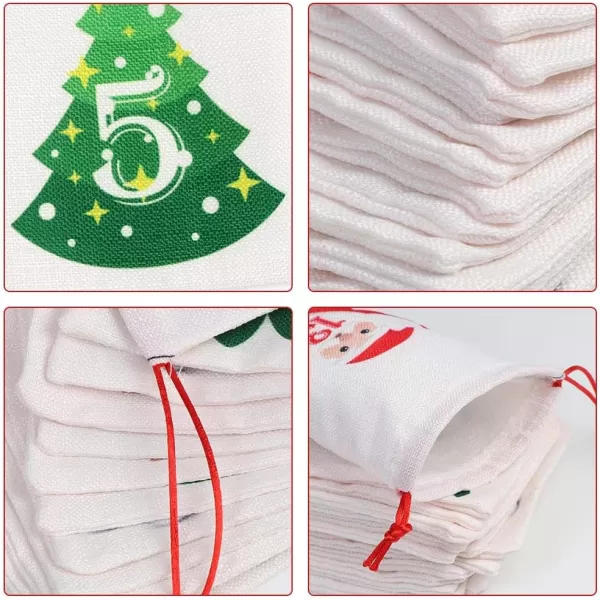 imageOurWarm Christmas Advent Calendar 2024 24 Days Burlap Hanging Advent Calendars Candy Gift Bags DIY Xmas Countdown Christmas Decorations for Kids Wall Home Office Holiday Decor
