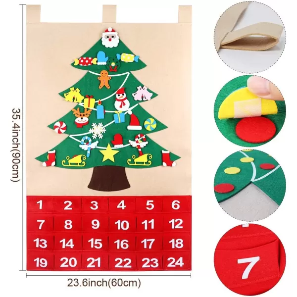 imageOurWarm Christmas Advent Calendar 2024 24 Days Countdown Calendar with 24pcs Detachable Ornaments for Home Classroom Handmade Door Wall Hanging Decor Christmas Decorations