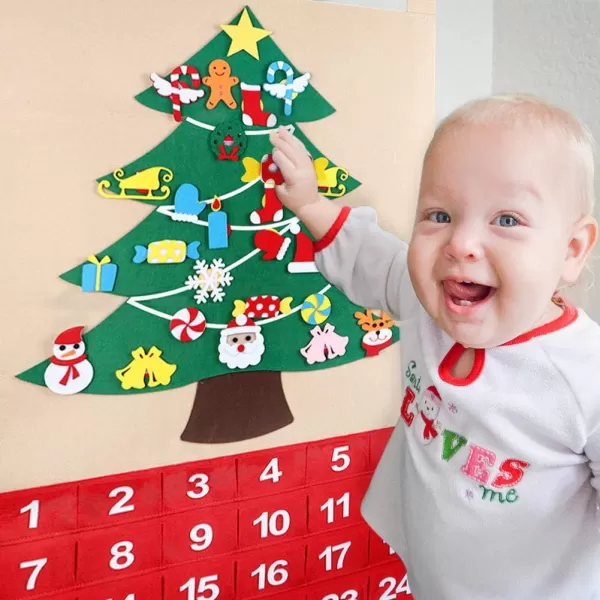 imageOurWarm Christmas Advent Calendar 2024 24 Days Countdown Calendar with 24pcs Detachable Ornaments for Home Classroom Handmade Door Wall Hanging Decor Christmas Decorations