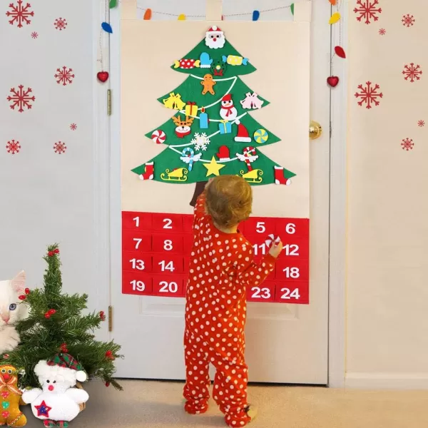 imageOurWarm Christmas Advent Calendar 2024 24 Days Countdown Calendar with 24pcs Detachable Ornaments for Home Classroom Handmade Door Wall Hanging Decor Christmas Decorations
