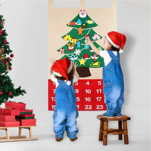 imageOurWarm Christmas Advent Calendar 2024 24 Days Countdown Calendar with 24pcs Detachable Ornaments for Home Classroom Handmade Door Wall Hanging Decor Christmas Decorations