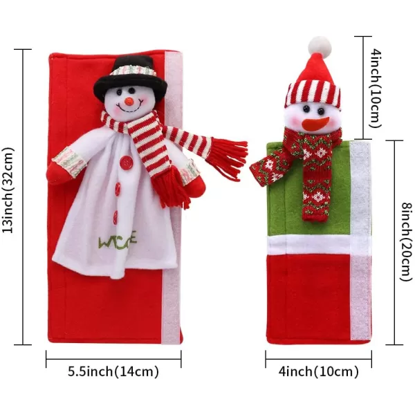 imageOurWarm Christmas Fridge Handle Covers Set of 3 Santa Snowman Fridge Door Handle Cover Kitchen Appliance Handle Covers for Christmas Decorations4pcs Snowman