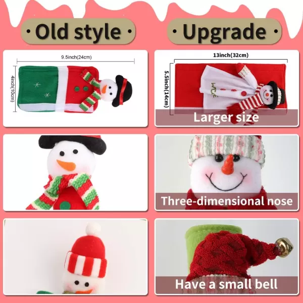 imageOurWarm Christmas Fridge Handle Covers Set of 3 Santa Snowman Fridge Door Handle Cover Kitchen Appliance Handle Covers for Christmas Decorations4pcs Snowman