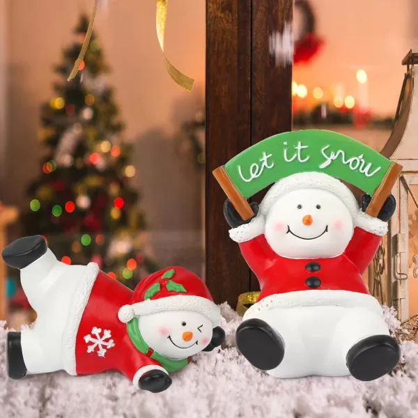 imageOurWarm Christmas Stocking Holders for Mantle Set 4 Resin Snowman Stocking Hangers for Mantel MultiUse Weighted Christmas Stocking Hooks Set Snowman Figurines for Winter Holiday Xmas DecorationsResin