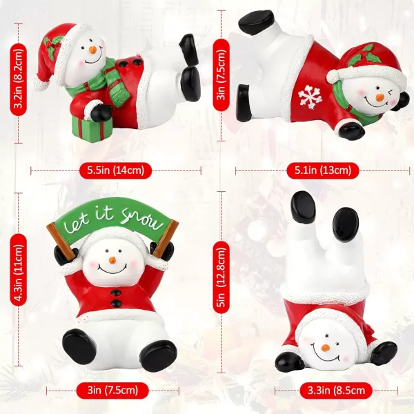 imageOurWarm Christmas Stocking Holders for Mantle Set 4 Resin Snowman Stocking Hangers for Mantel MultiUse Weighted Christmas Stocking Hooks Set Snowman Figurines for Winter Holiday Xmas DecorationsResin