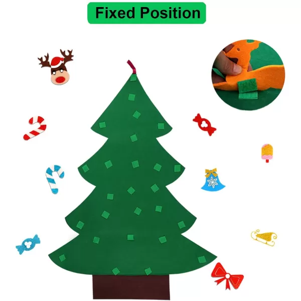 imageOurWarm DIY Felt Christmas Tree for Kids 3ft Christmas Tree with 30pcs Glitter Ornaments for Kids Xmas Gifts Christmas Door Wall Hanging DecorationsGlitter