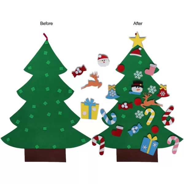 imageOurWarm DIY Felt Christmas Tree for Kids 3ft Christmas Tree with 30pcs Glitter Ornaments for Kids Xmas Gifts Christmas Door Wall Hanging DecorationsMatte