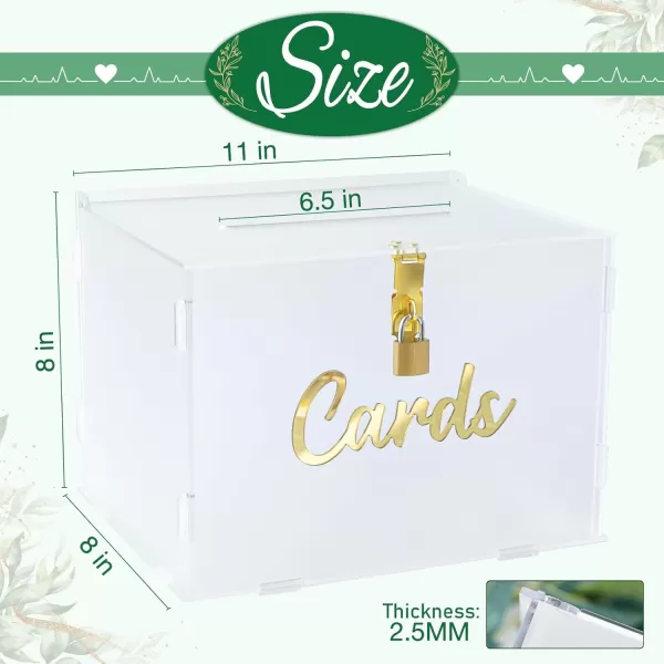 imageOurWarm Frosted Acrylic Wedding Card Box with Lock Large Gift Card Box for Wedding Reception with Slot and String Light Envelope Money Card Box for Party Graduation Baby Shower Birthday DecorationsMedium