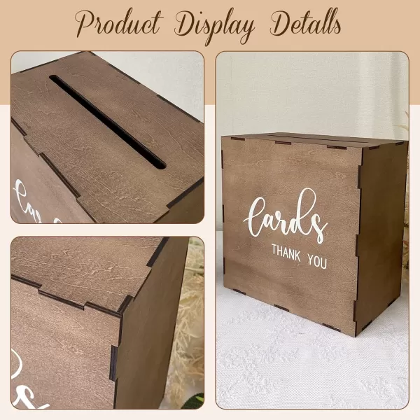 imageOurWarm Wedding Card Box with Slot Wood Gift Card Box for Wedding Reception Rustic Wooden Envelope Money Box for Wedding Party Birthday Bridal Shower Baby Shower Graduation Decorations