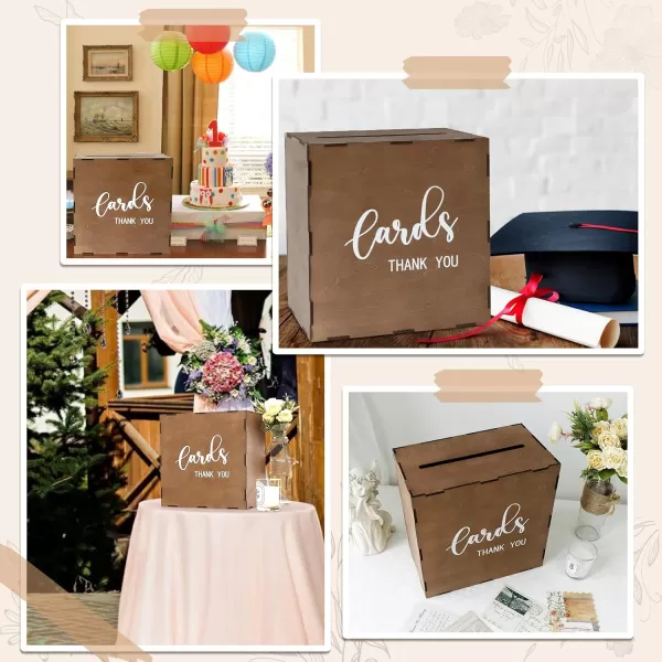 imageOurWarm Wedding Card Box with Slot Wood Gift Card Box for Wedding Reception Rustic Wooden Envelope Money Box for Wedding Party Birthday Bridal Shower Baby Shower Graduation Decorations