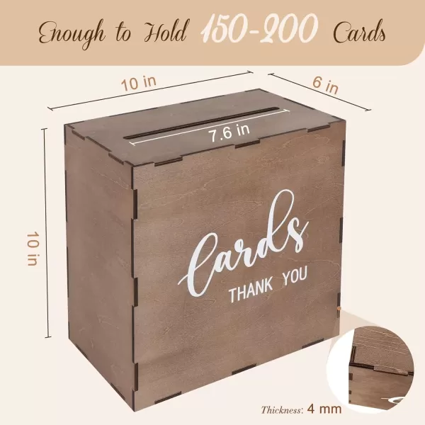 imageOurWarm Wedding Card Box with Slot Wood Gift Card Box for Wedding Reception Rustic Wooden Envelope Money Box for Wedding Party Birthday Bridal Shower Baby Shower Graduation Decorations