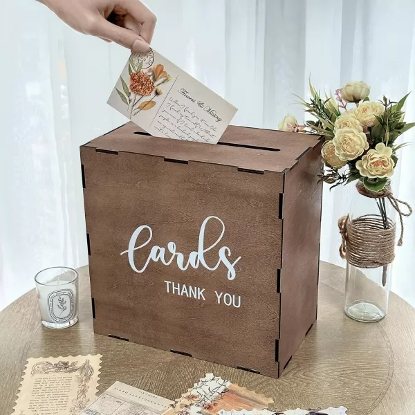 imageOurWarm Wedding Card Box with Slot Wood Gift Card Box for Wedding Reception Rustic Wooden Envelope Money Box for Wedding Party Birthday Bridal Shower Baby Shower Graduation Decorations