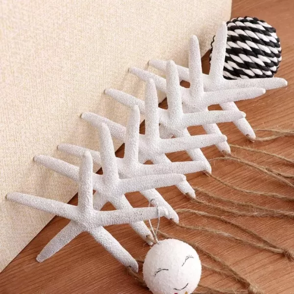 imageAytai 50pcs White Finger Starfish with Hemp Rope 4Inch Artificial Resin Pencil Starfish for Christmas Tree Hanging Ornaments DIY Craft Beach Wedding Christmas DecorationsWhite